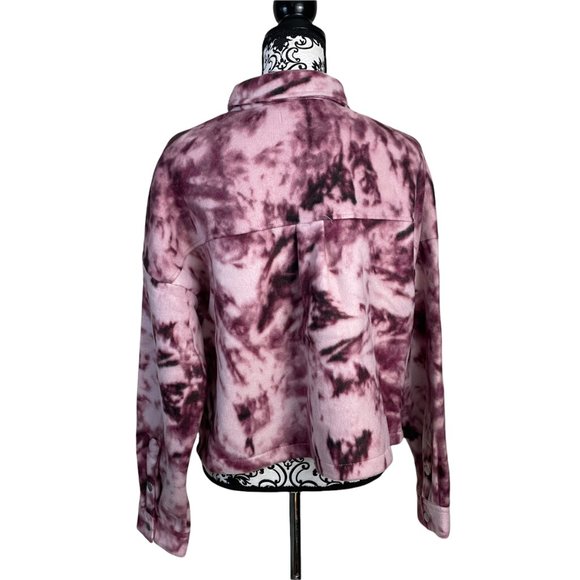 ABOUND | Women's Purple Tie Dye Cozy Cropped Shirt Jacket Medium - Picture 5 of 7